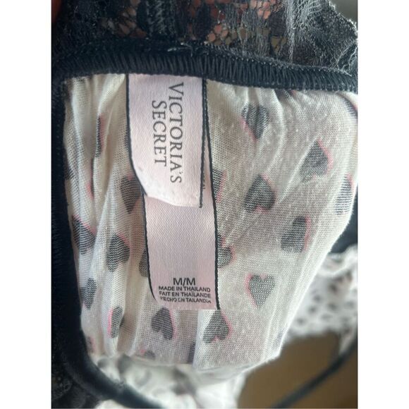 Victoria secrets Medium black lace hearts cotton sleep dress pajamas - Picture 6 of 6